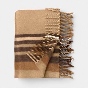 Threshold Woven Plaid Throw Blanket in Tan and Brown